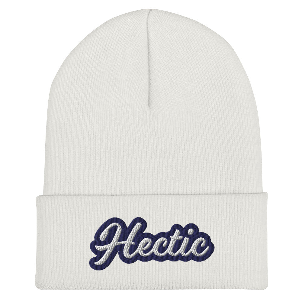 White Hectic Beanie from Nina's Funky Shop by ninanush - Stand out in our Hectic beanie. It's warm and cozy with the word "hectic", expertly embroidered on the front. This hectic hat comes in a variety of bold colors and makes the perfect accessory for everyday streetwear or gift for a hectic friend. It's a statement hat, designed by Nina and made just for you!