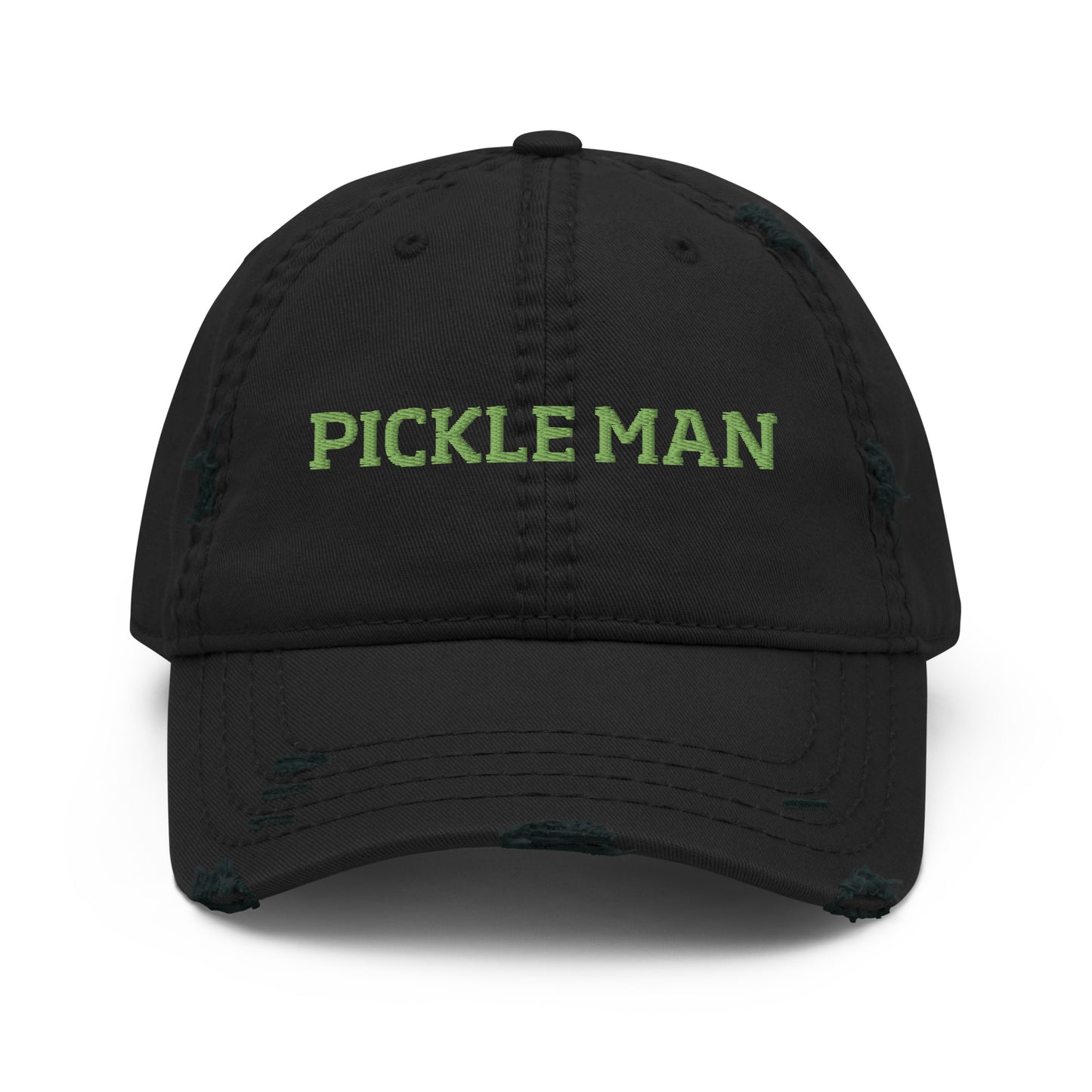 Black pickle man hat from Nina's Funky Shop by ninanush - PICKLE MAN ⚡ This funny dad hat for pickle lovers is comfortable, unique and made just for you. The pickle man hat is a weird hat that stands out and adds a little personality to your style. Eat your favorite pickles in our pickle enthusiast hat or give it as a funny gift for pickle lovers and foodies of all kinds.