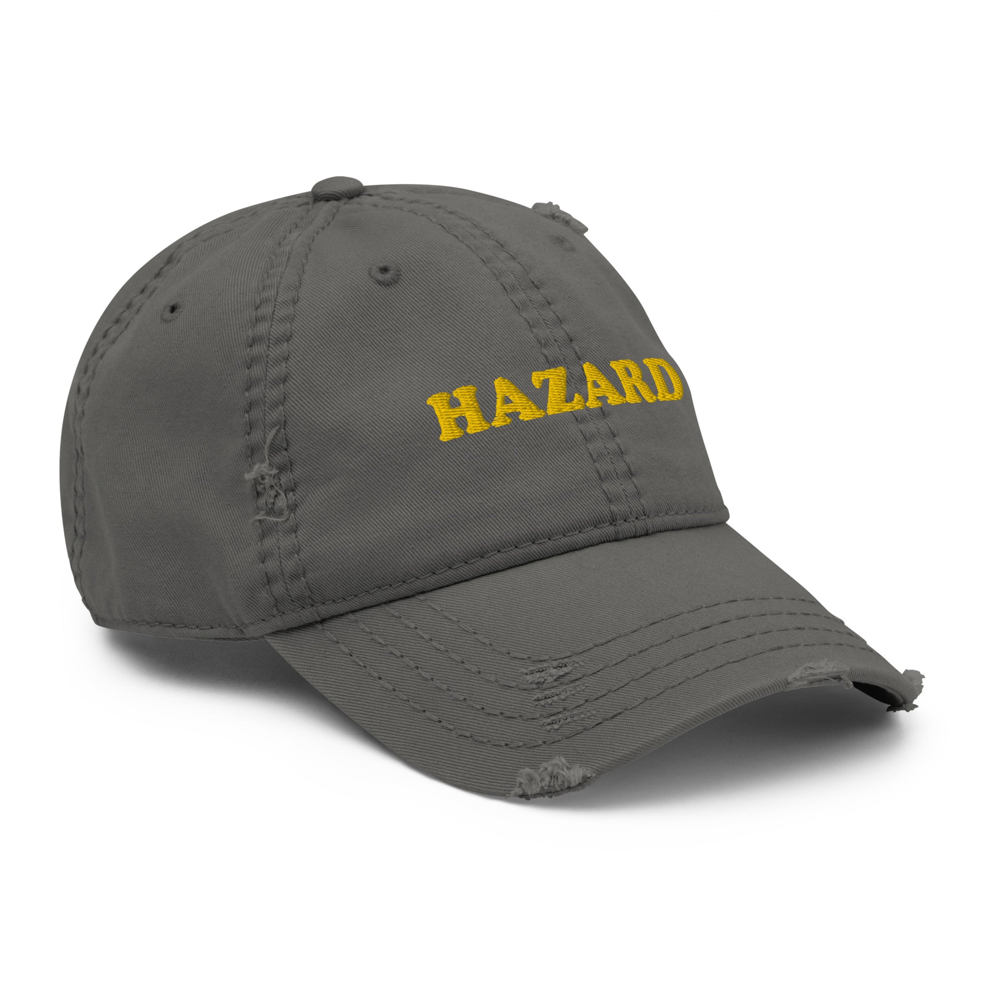 Gray Hazard hat - Are you a hazard? Looking for a funny gift for a hazardous friend? This hazard dad hat is just what you need! It's comfortable and comes in a variety of colors with "HAZARD", expertly embroidered on the front. Designed by Nina and made just for you.