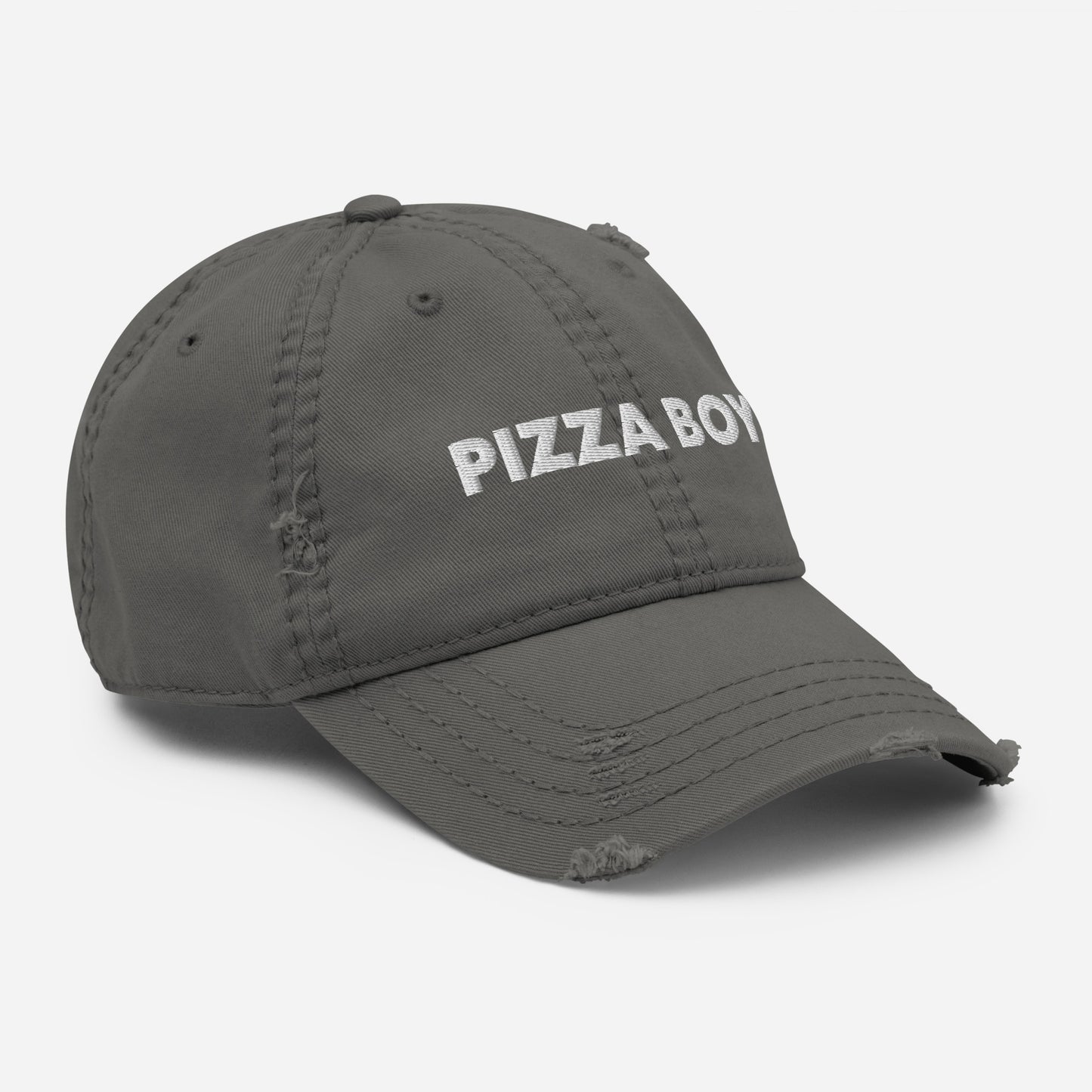 Gray Pizza Boy Hat - Love pizza? Looking for gift for a pizza lover? This Pizza Boy hat is just what you need. It's a comfortable cotton hat with an adjustable closure and "Pizza Boy", expertly embroidered on the front. A funny foodie hat, designed by Nina and made just for you!