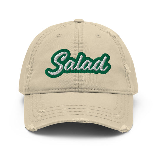 Khaki Salad Dad Hat - Love salad? Looking for a sarcastic hat for a foodie? This Salad Hat is just what you need. It's a comfortable cotton hat with an adjustable closure and "Salad", expertly embroidered on the front.