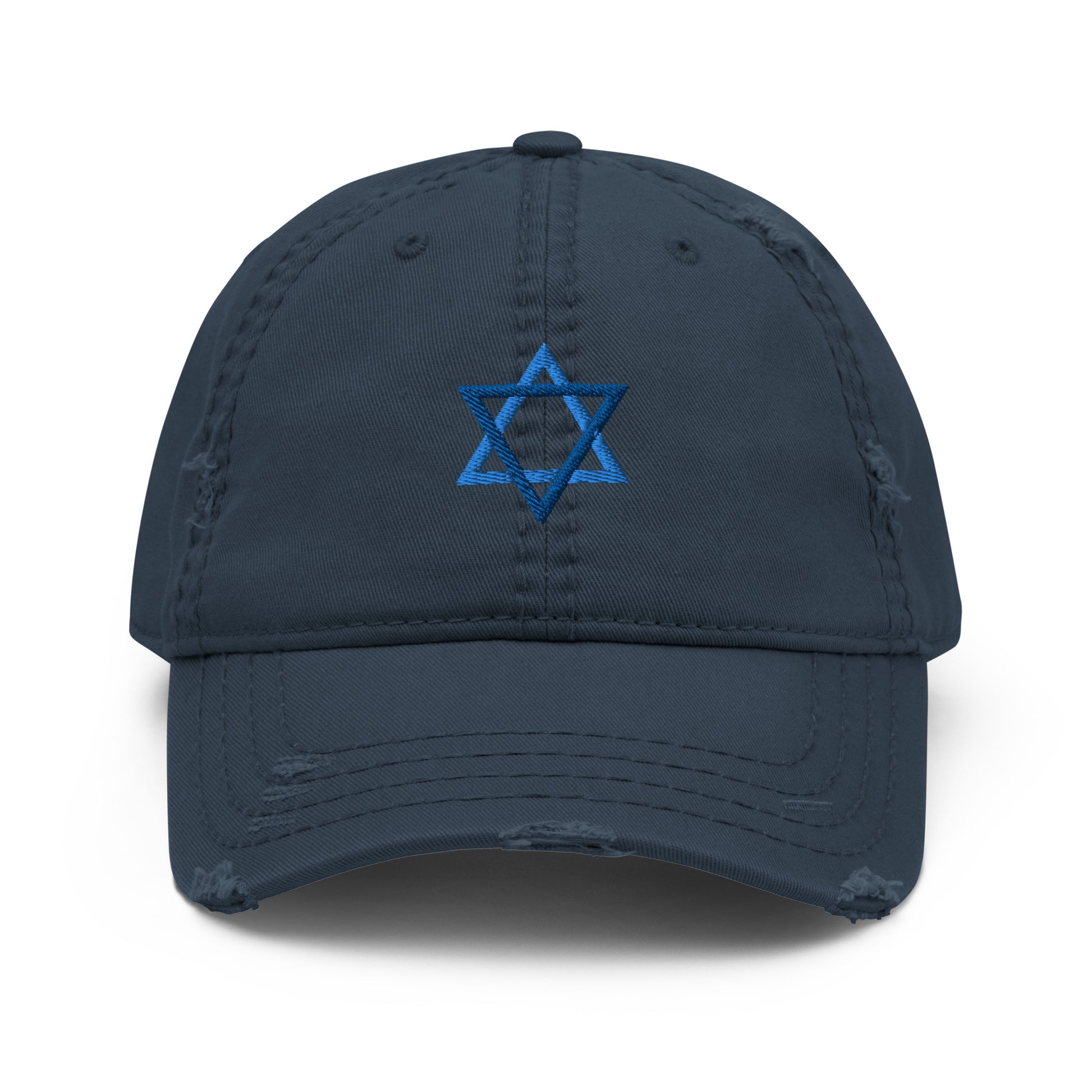 Navy Jewish Star Hat - Our Jewish Star Hat is made of comfortable cotton with an adjustable Velcro closure and a blue Star Of David, expertly embroidered on the front. The perfect hat for everyday streetwear to make a statement and show off your Jewish Pride.