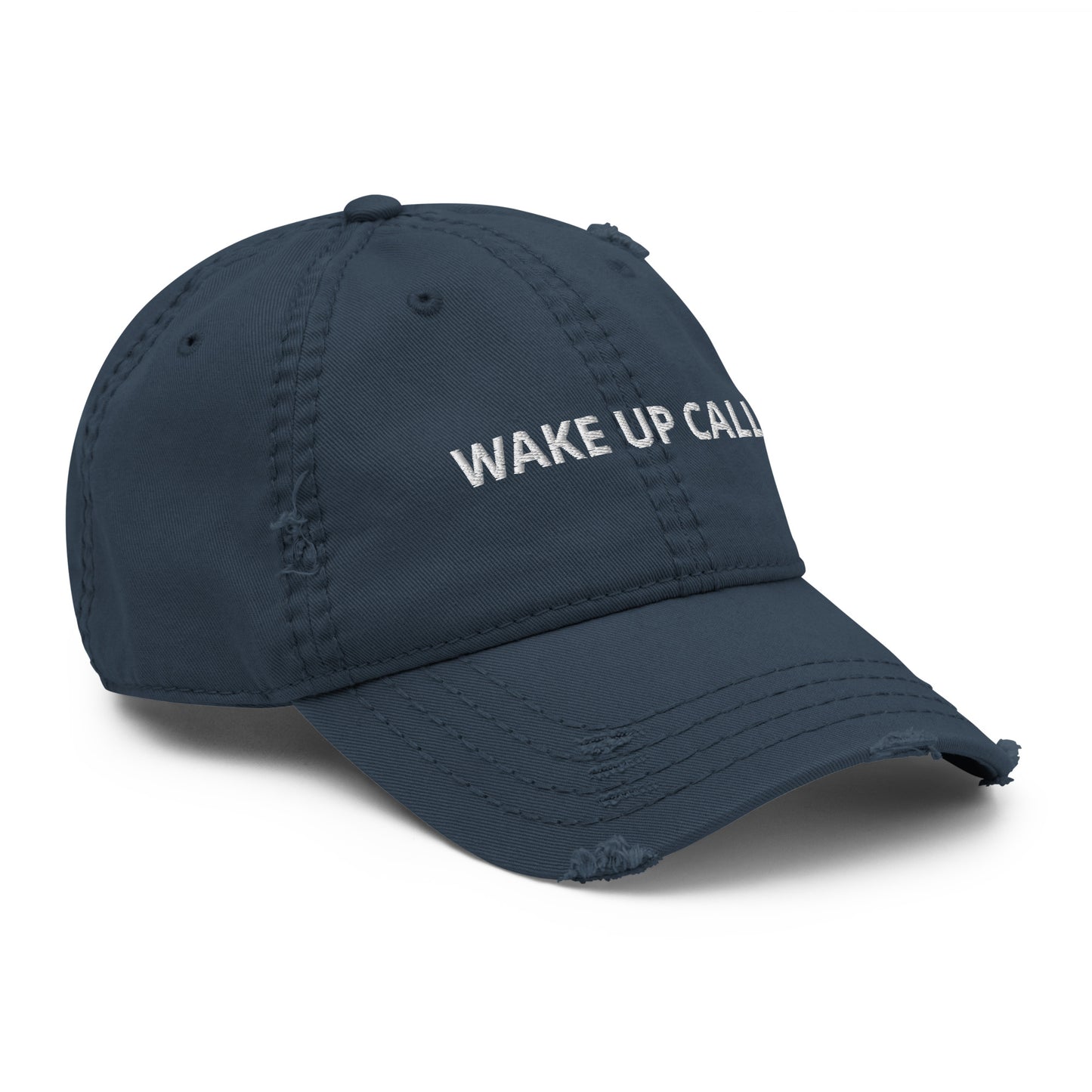 Navy Blue Wake Up Call Hat - A funny dad hat for everyday style. It's comfortable and comes in a variety of colors with "Wake Up Call", expertly embroidered on the front. Designed by Nina and made just for you! Looking for something personalized? Shoot us an email! 