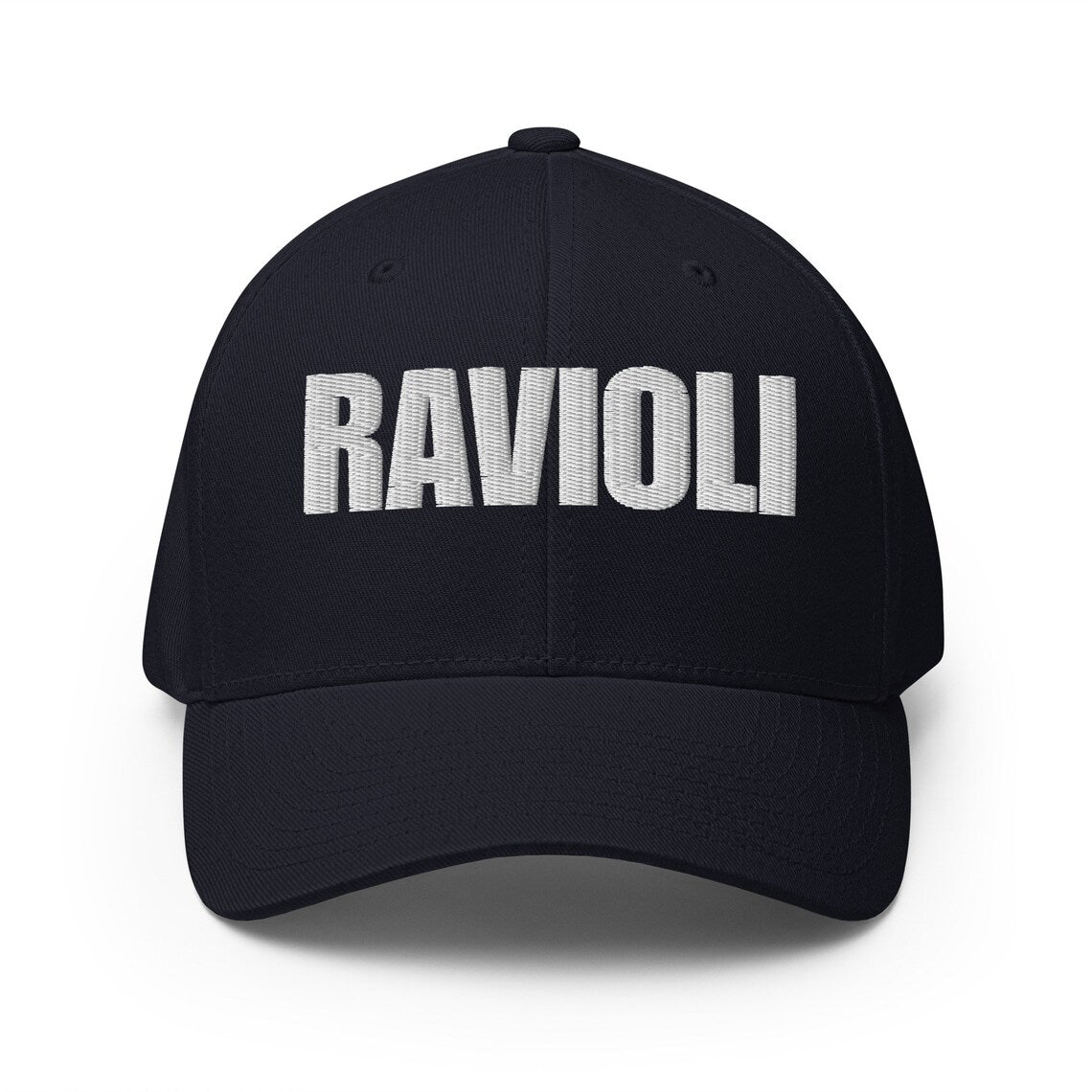 Black hat for ravioli lovers - This ravioli hat is just what every pasta lover needs. It's a funny foodie hat with a unique embroidered design for ravioli enthusiasts. Eat your favorite ravioli in style and make a statement in this comfortable and unique funny pasta lover hat for foodies. It's also the perfect funny gift for ravioli lovers and foodies of all kinds. 