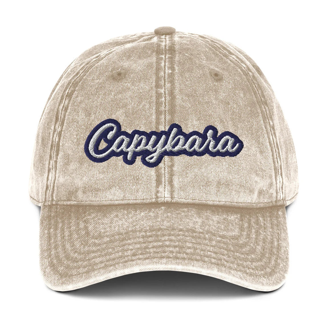 Tan capybara dad hat - A Capybara Dad Hat that's trendy and colorful with a unique embroidery. The perfect funny gift for Capybara lovers or unique hat for animal enthusiasts of all kinds. It's a comfortable everyday hat, with an adjustable closure and funky vintage style. Stay weird and make a statement in this funny capybara dad hat.