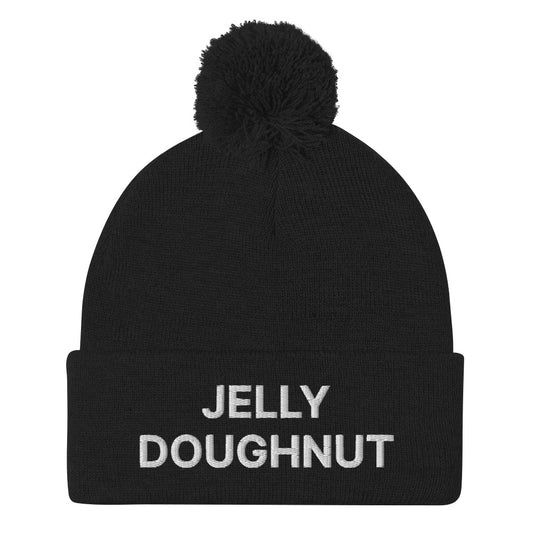 Black Jelly Doughnut Beanie from Nina's Funky Shop by ninanush - Do you love Jelly Doughnuts? Looking for a fun gift for a foodie? This warm and cozy, embroidered beanie is just what you need. Celebrate your favorite foods in style with this Jelly Doughnut Beanie. Perfect for jelly doughnut lovers and foodies of all kinds. Celebrate your favorite foods with our funny foodie apparel.