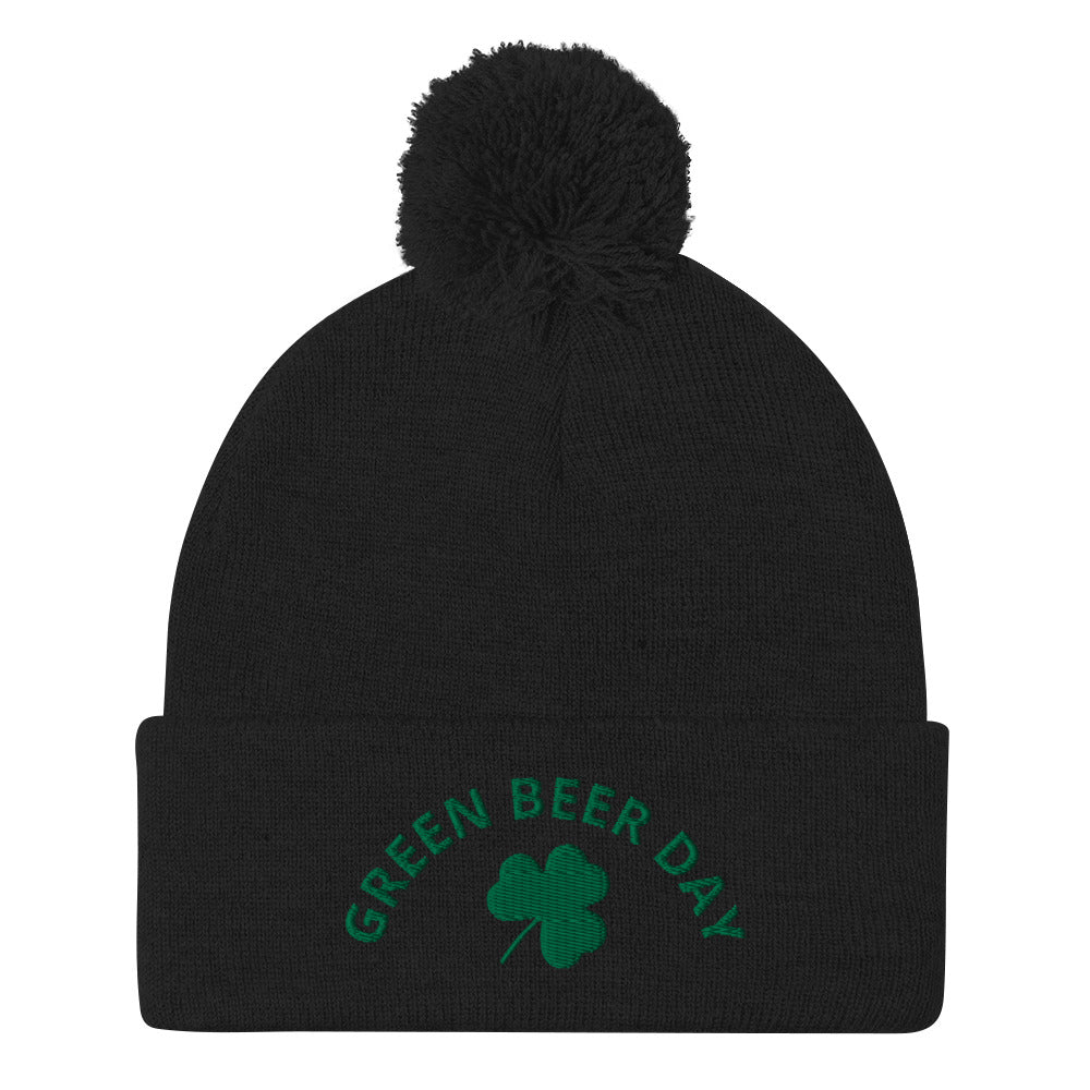 Black Green Beer Hat for St. Patrick's Day - This Green Beer Day is warm, cozy and comes in a variety of colors. The perfect funny hat for St. Patrick's Day. Designed by Nina and made just for you! Looking for something personalized? A different embroidery color? Shoot us an email or check out our customizable apparel!