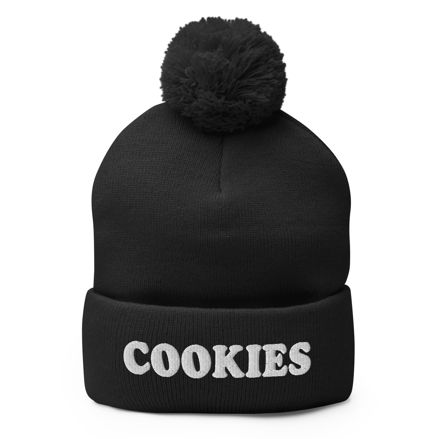 Black Cookies Beanie - Love cookies? Looking for a funny gift for a foodie? Our Cookies Beanie is comfortable, cozy and expertly embroidered just for you. It's a classic beanie with a pom pom on top, perfect for everyday streetwear for cookie lovers and foodies of all kinds.