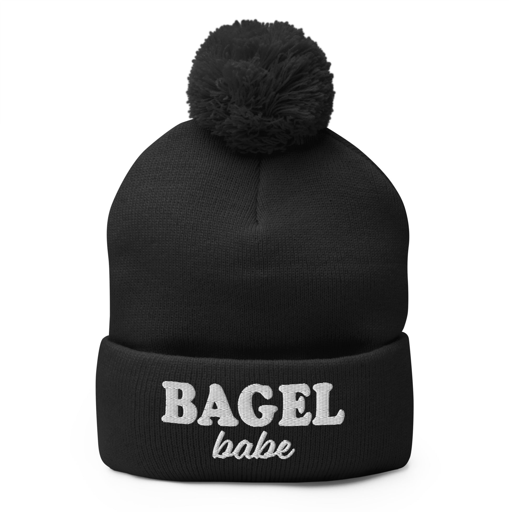 Black Bagel Hat - Are you a bagel enthusiast? Looking for a funny gift for a foodie? Our Bagel Babe Beanie is comfortable, cozy and expertly embroidered just for you. It's a classic beanie with a pom pom on top, perfect for everyday streetwear for bagel lovers and foodies of all kinds.