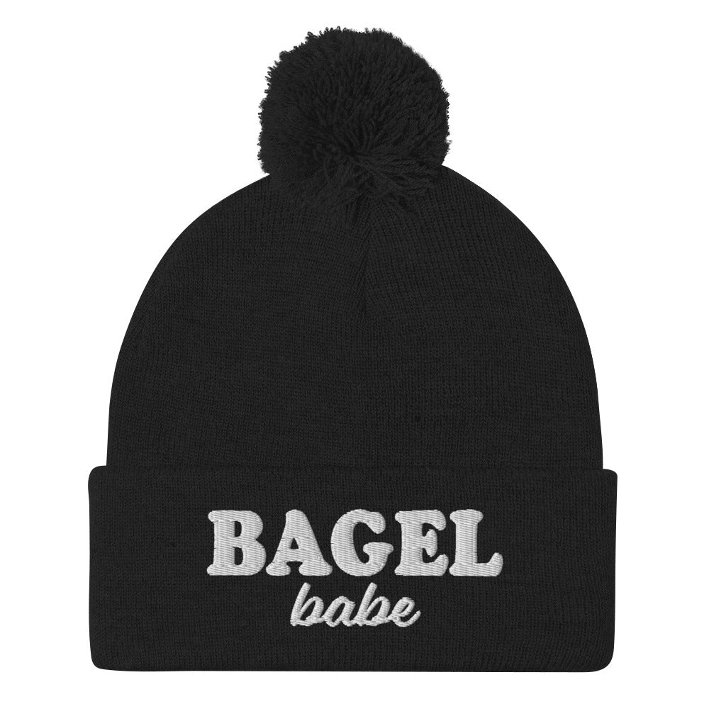 Black Bagel Hat - Are you a bagel enthusiast? Looking for a funny gift for a foodie? Our Bagel Babe Beanie is comfortable, cozy and expertly embroidered just for you. It's a classic beanie with a pom pom on top, perfect for everyday streetwear for bagel lovers and foodies of all kinds.