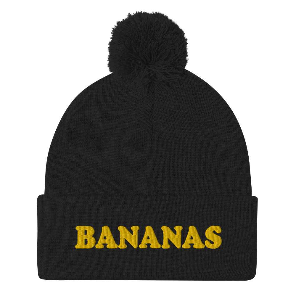 Black Bananas Beanie - Our Bananas Beanie is comfortable and warm with a classic pom pom on top.