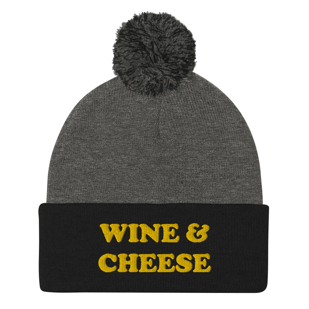 Black and Gray Wine and Cheese Beanie - Love Wine and Cheese? Looking for a funny gift for a foodie? This warm and cozy beanie is just for you! It comes in a variety of colors with "Wine & Cheese", expertly embroidered on the front. The perfect hat for foodies of all kinds.