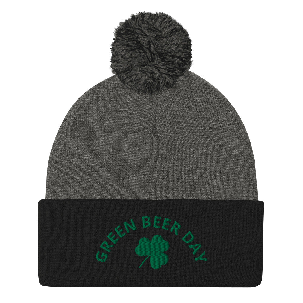 Black and Gray Green Beer Hat for St. Patrick's Day - This Green Beer Day is warm, cozy and comes in a variety of colors. The perfect funny hat for St. Patrick's Day. Designed by Nina and made just for you! Looking for something personalized? A different embroidery color? Shoot us an email or check out our customizable apparel!