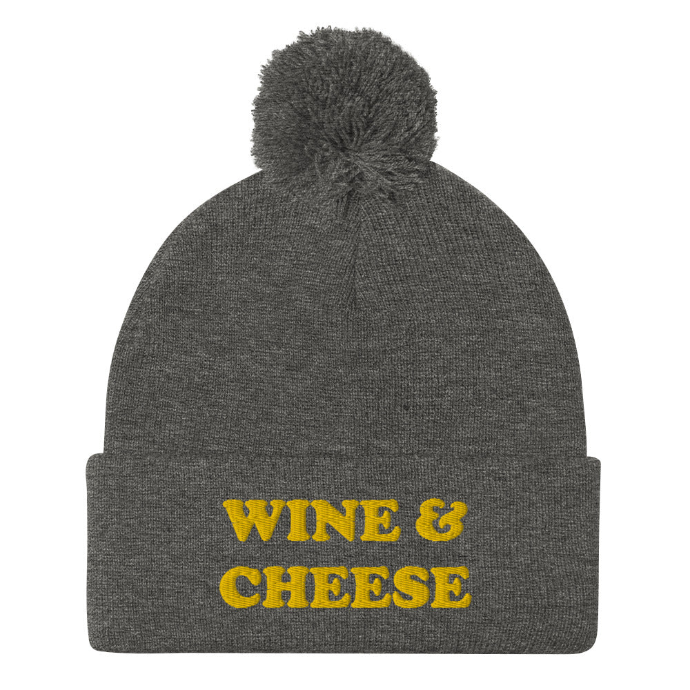 Gray Wine and Cheese Beanie - Love Wine and Cheese? Looking for a funny gift for a foodie? This warm and cozy beanie is just for you! It comes in a variety of colors with "Wine & Cheese", expertly embroidered on the front. The perfect hat for foodies of all kinds.