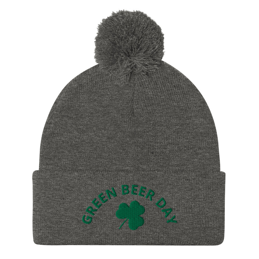 Dark Gray Green Beer Hat for St. Patrick's Day - This Green Beer Day is warm, cozy and comes in a variety of colors. The perfect funny hat for St. Patrick's Day. Designed by Nina and made just for you! Looking for something personalized? A different embroidery color? Shoot us an email or check out our customizable apparel!