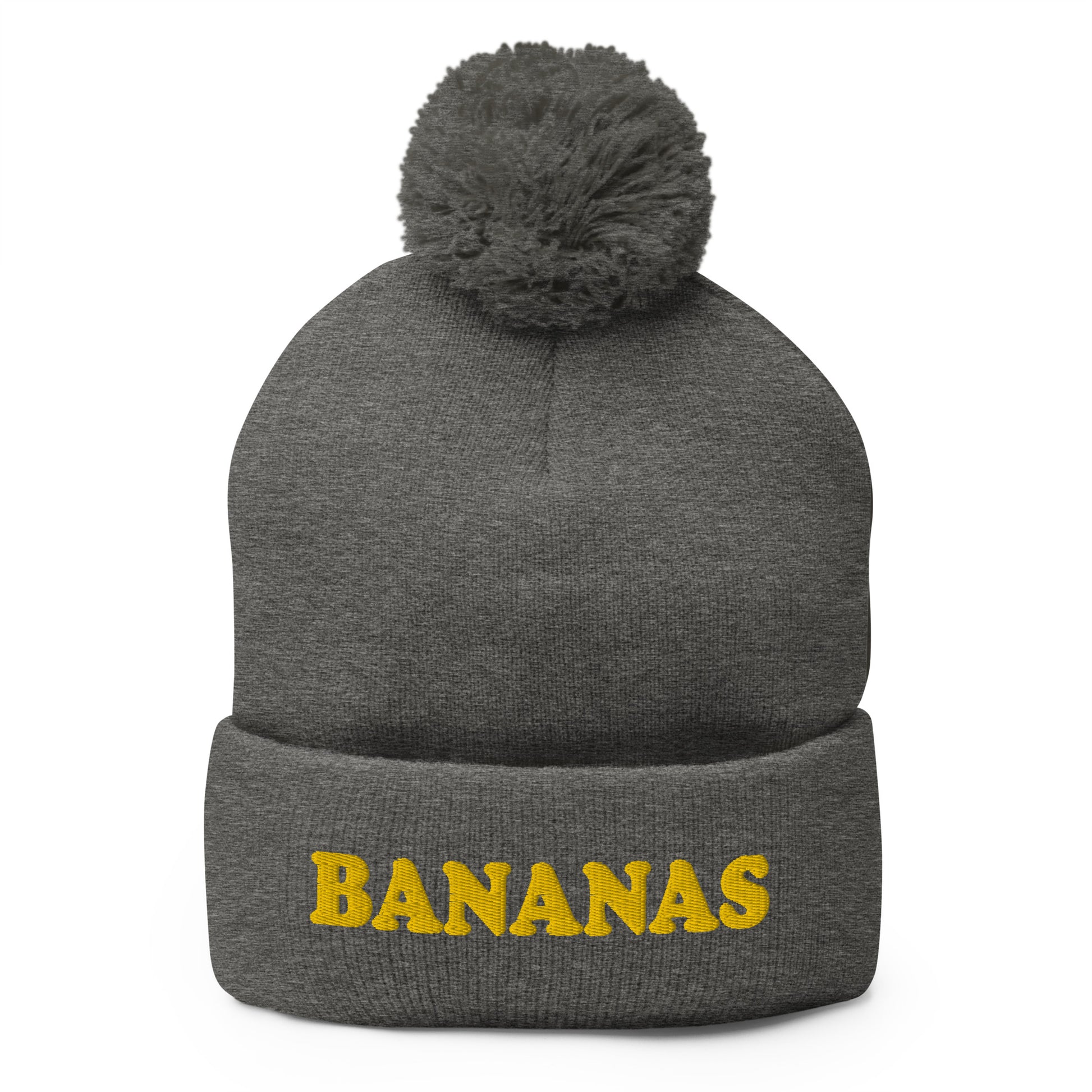 Gray Bananas Beanie - Our Bananas Beanie is comfortable and warm with a classic pom pom on top.