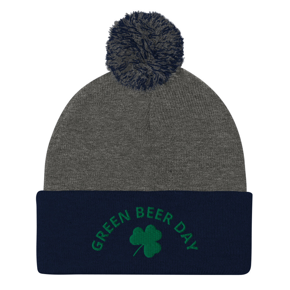 Dark Gray and Navy Green Beer Hat for St. Patrick's Day - This Green Beer Day is warm, cozy and comes in a variety of colors. The perfect funny hat for St. Patrick's Day. Designed by Nina and made just for you! Looking for something personalized? A different embroidery color? Shoot us an email or check out our customizable apparel!