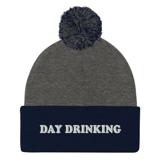 Navy and Gray Day Drinking Hat - A warm and cozy day drinking hat. Embroidered and made just for you! Looking for something personalized? A different embroidery color? Shoot us an email or check out our customizable apparel! 