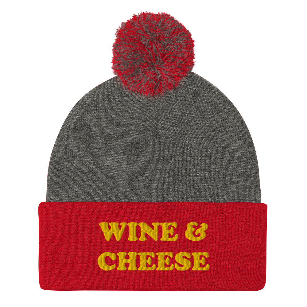 Red and Gray Wine and Cheese Beanie - Love Wine and Cheese? Looking for a funny gift for a foodie? This warm and cozy beanie is just for you! It comes in a variety of colors with "Wine & Cheese", expertly embroidered on the front. The perfect hat for foodies of all kinds.