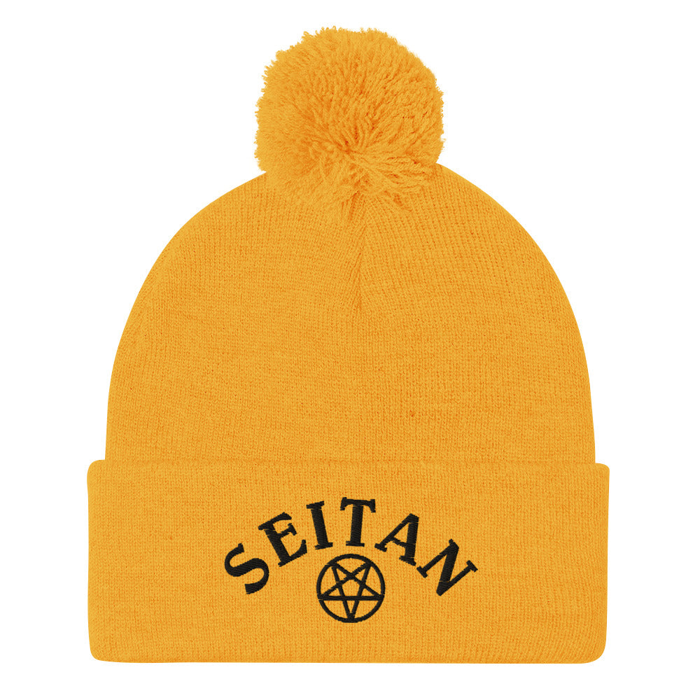 Yellow seitan beanie from Nina's Funky Shop by ninanush - A funny seitan hat for plant based babes and foodies of all kinds! Stay warm and make a statement in our embroidered sarcastic seitan beanie. Eat your next vegan meal in this funny plant based foodie hat or give it as a funny gift for a vegan. Make a statement in a warm and cozy unisex seitan beanie made just for you.