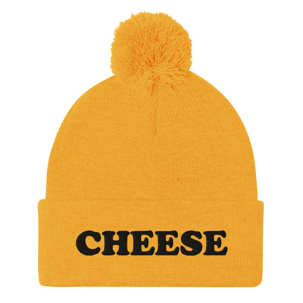 Yellow Embroidered Cheese Beanie from Nina's Funky Shop by ninanush - Do you love cheese? Looking for a funny foodie gift? This warm and cozy, embroidered beanie is just what you need. It's a classic pom pom beanie with "Cheese", expertly embroidered on the front. The perfect funny beanie for cheese lovers and foodies of all kinds. Eat cheese in style in our funky cheese enthusiast hats.