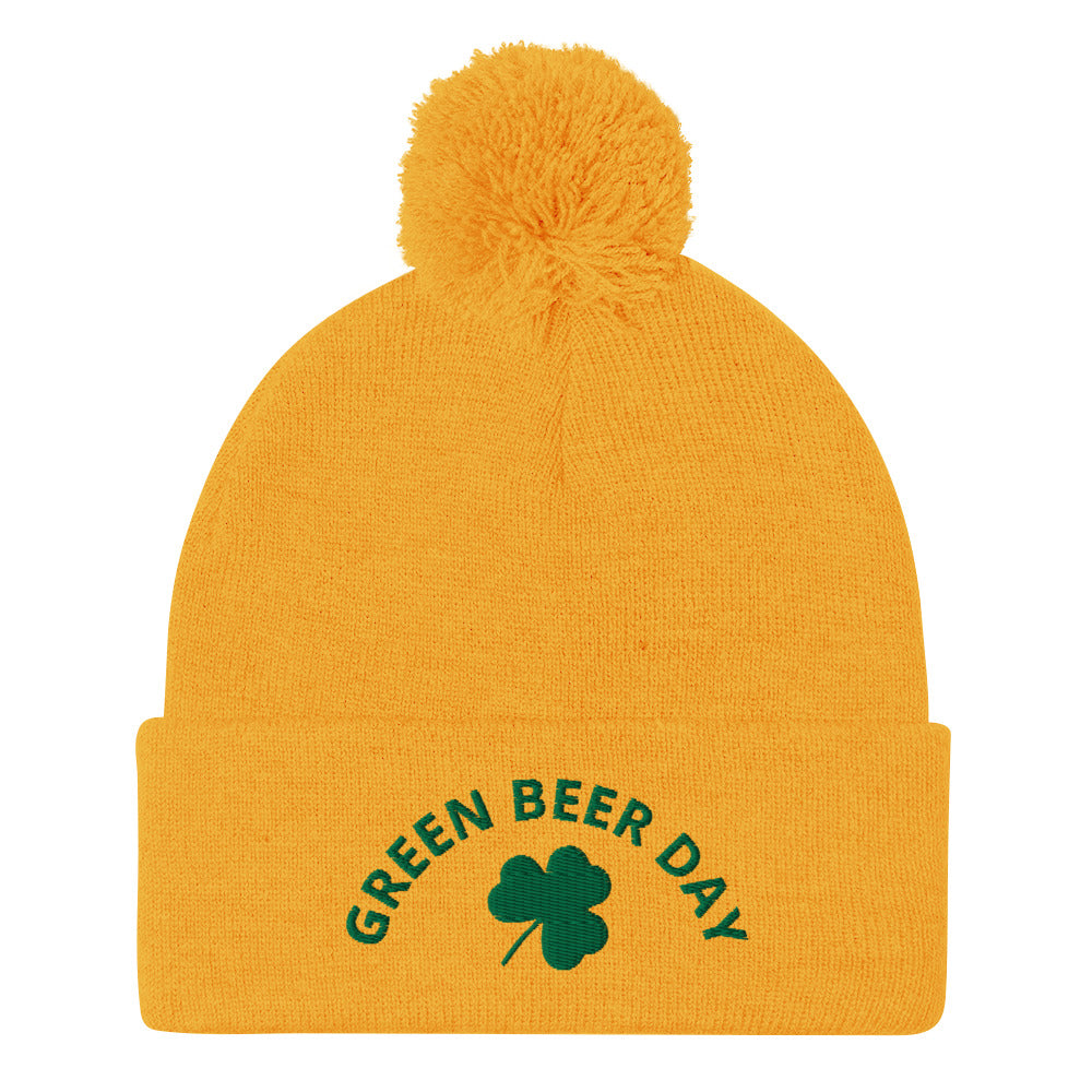 Yellow Green Beer Hat for St. Patrick's Day - This Green Beer Day is warm, cozy and comes in a variety of colors. The perfect funny hat for St. Patrick's Day. Designed by Nina and made just for you! Looking for something personalized? A different embroidery color? Shoot us an email or check out our customizable apparel!