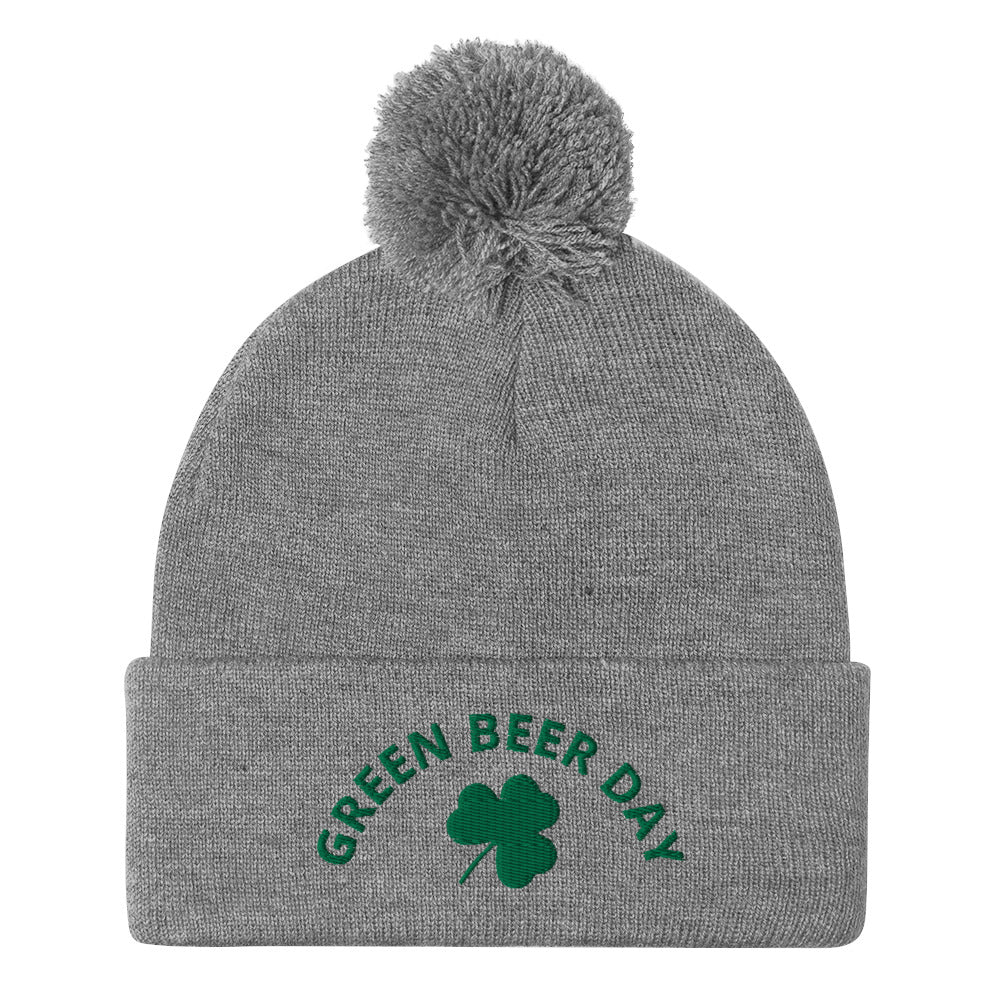 GrayGreen Beer Hat for St. Patrick's Day - This Green Beer Day is warm, cozy and comes in a variety of colors. The perfect funny hat for St. Patrick's Day. Designed by Nina and made just for you! Looking for something personalized? A different embroidery color? Shoot us an email or check out our customizable apparel!