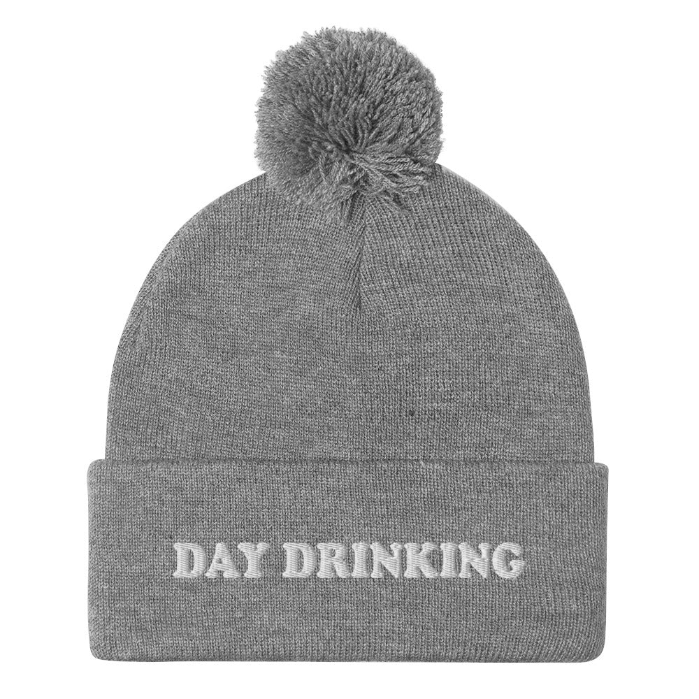 Light Gray Day Drinking Hat - A warm and cozy day drinking hat. Embroidered and made just for you! Looking for something personalized? A different embroidery color? Shoot us an email or check out our customizable apparel!