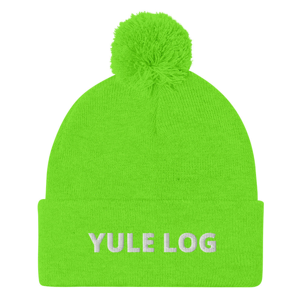 Green Yule Log Beanie from Nina's Funky Shop by ninanush - Do you love yule logs? Looking for a funny holiday hat? This warm and cozy, embroidered pom pom beanie is just what you need. Celebrate your favorite foods in style with this funny foodie Beanie with "Yule Log", expertly embroidered on the front. The perfect funny holiday gift or Christmas beanie for yule log lovers.