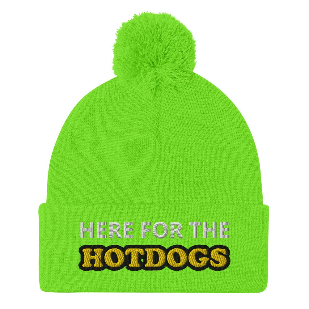 Green here for the hotdogs beanie - Do you love hotdogs? Looking for a funny gift for a friend? This is just the hat for you! It's a cozy and comfortable beanie that comes in a variety of colors with "Here For The Hotdogs", expertly embroidered on the front. The perfect funny beanie for game day, a warm hat for BBQs or a funny accessory for everyday foodies.