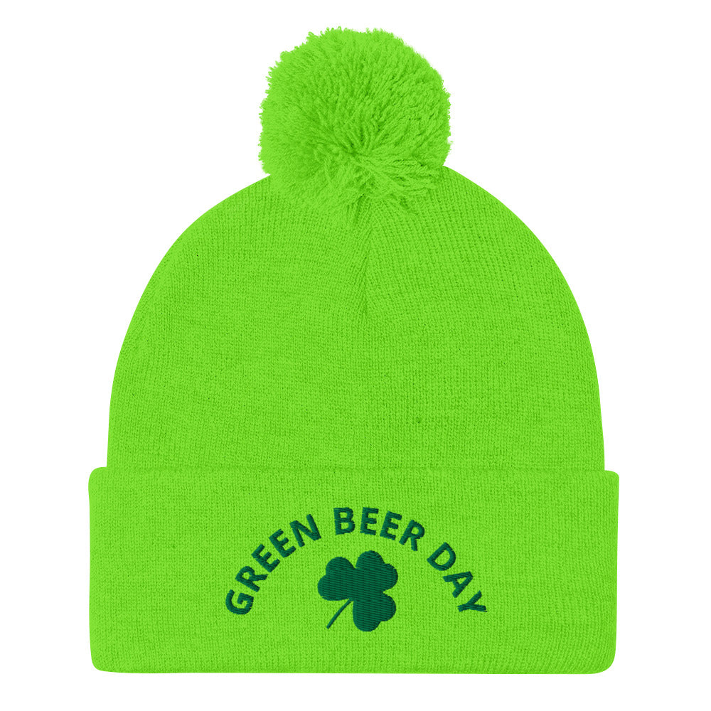 Green Green Beer Hat for St. Patrick's Day - This Green Beer Day is warm, cozy and comes in a variety of colors. The perfect funny hat for St. Patrick's Day. Designed by Nina and made just for you! Looking for something personalized? A different embroidery color? Shoot us an email or check out our customizable apparel!