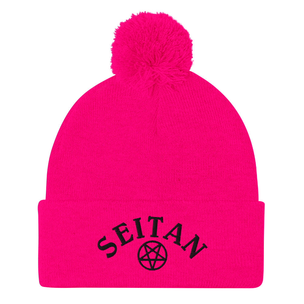 Neon pink seitan beanie from Nina's Funky Shop by ninanush - A funny seitan hat for plant based babes and foodies of all kinds! Stay warm and make a statement in our embroidered sarcastic seitan beanie. Eat your next vegan meal in this funny plant based foodie hat or give it as a funny gift for a vegan. Make a statement in a warm and cozy unisex seitan beanie made just for you.