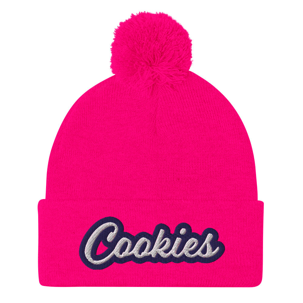 Neon Pink Cookie Hat - Love Cookies? Looking for a gift for a foodie? This cookies hat is just for you! It's a warm and cozy beanie with a classic pom pom on top and "Cookies", expertly embroidered on the front. Designed by Nina and made just for you! Looking for something personalized? A different embroidery color? Shoot us an email or check out our customizable apparel!