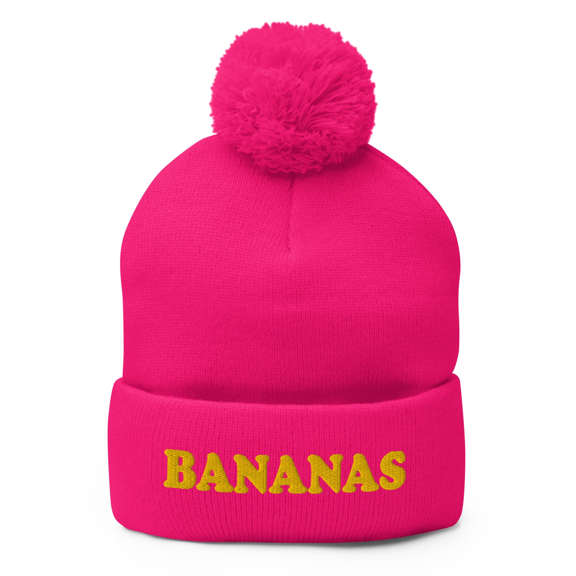 Pink Bananas Beanie - Our Bananas Beanie is comfortable and warm with a classic pom pom on top.