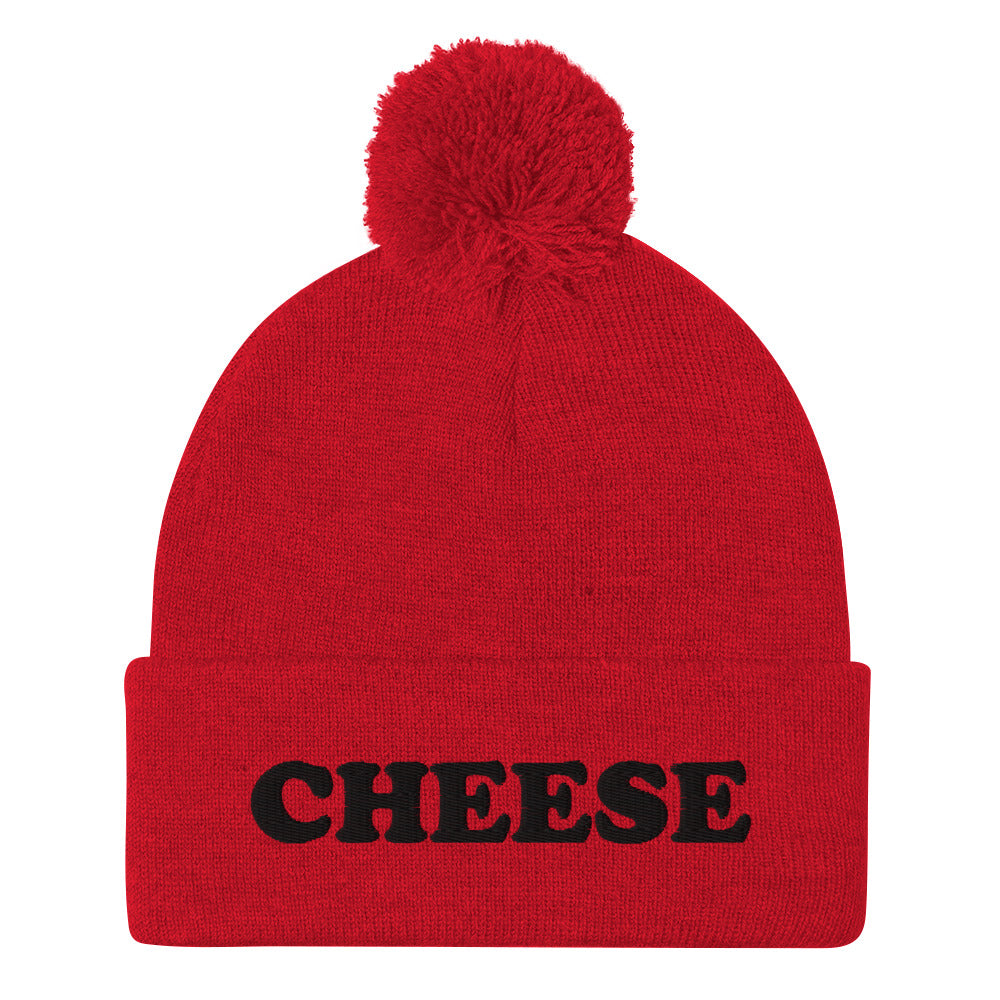 Red Embroidered Cheese Beanie from Nina's Funky Shop by ninanush - Do you love cheese? Looking for a funny foodie gift? This warm and cozy, embroidered beanie is just what you need. It's a classic pom pom beanie with "Cheese", expertly embroidered on the front. The perfect funny beanie for cheese lovers and foodies of all kinds. Eat cheese in style in our funky cheese enthusiast hats.