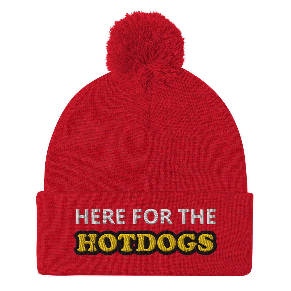 Red here for the hotdogs beanie - Do you love hotdogs? Looking for a funny gift for a friend? This is just the hat for you! It's a cozy and comfortable beanie that comes in a variety of colors with "Here For The Hotdogs", expertly embroidered on the front. The perfect funny beanie for game day, a warm hat for BBQs or a funny accessory for everyday foodies.