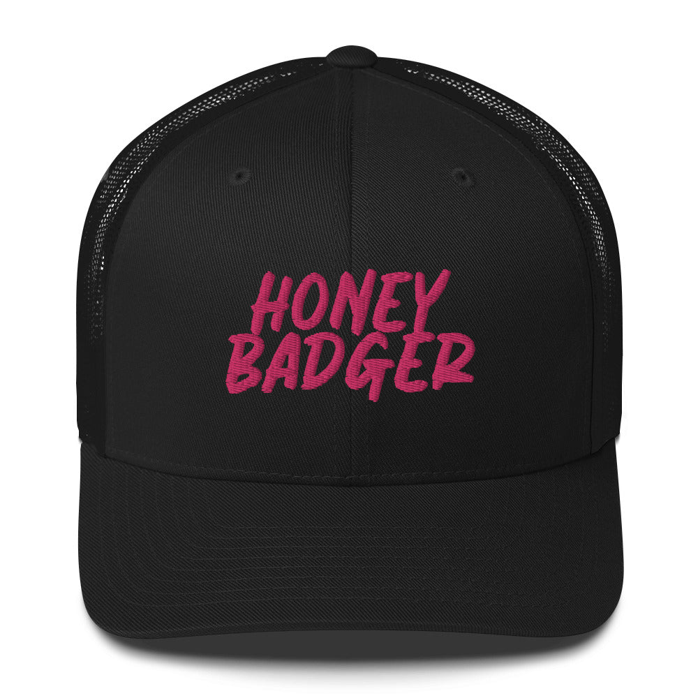 Black honey badger hat from Nina's Funky Shop by ninanush - Do you love honey badgers? Looking for a fun gift for a friend? This Honey Badger Trucker Hat is just what you need. It's comfortable, comes in a variety of colors and has a convenient adjustable closure. This honey badger hat is expertly embroidered and made just for you. 