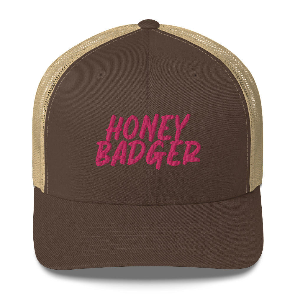 Brow honey badger hat from Nina's Funky Shop by ninanush - Do you love honey badgers? Looking for a fun gift for a friend? This Honey Badger Trucker Hat is just what you need. It's comfortable, comes in a variety of colors and has a convenient adjustable closure. This honey badger hat is expertly embroidered and made just for you.