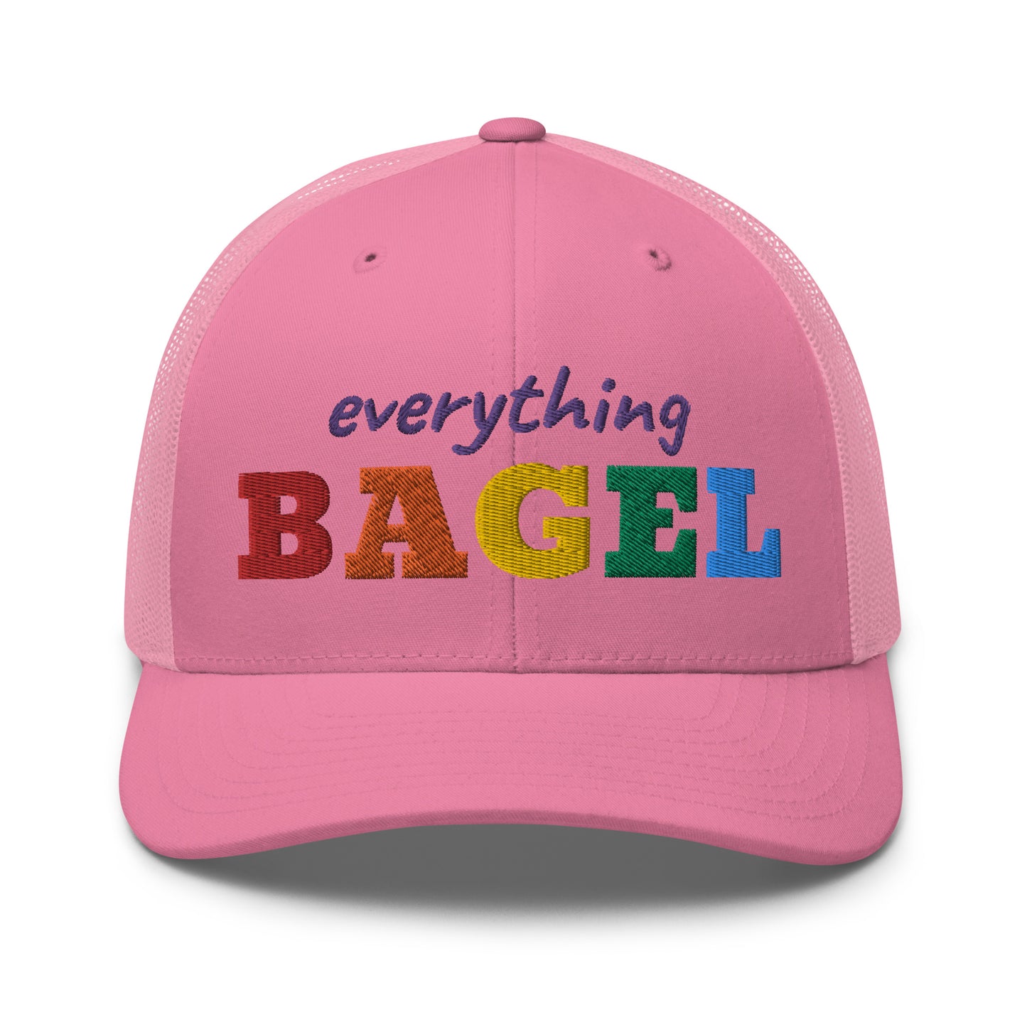 Print Trucker Hat for Pride - Our Everything Bagel Pride Bucket Hat is sure to turn heads and have everyone asking, "Where'd you get that hat?" It's comfortable, adjustable and comes in a variety of colors with a funny rainbow design for pride. Looking for something personalized? Shoot us an email!