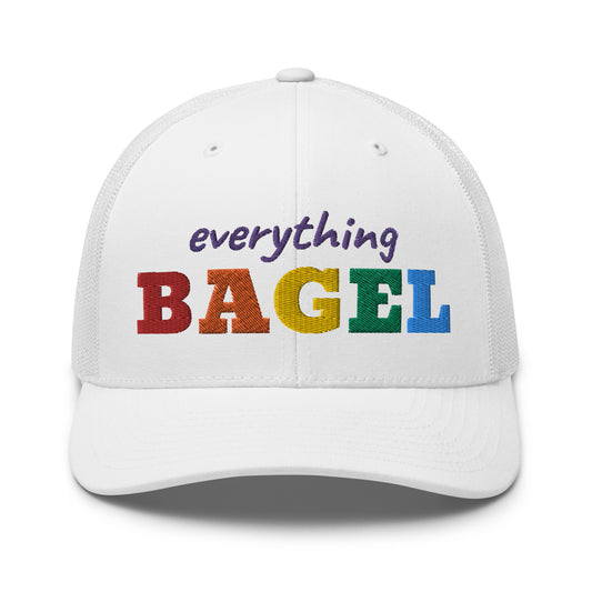 White Everything Bagel Hat for Pride - Our Everything Bagel Pride Bucket Hat is sure to turn heads and have everyone asking, "Where'd you get that hat?" It's comfortable, adjustable and comes in a variety of colors with a funny rainbow design for pride. Looking for something personalized? Shoot us an email! 