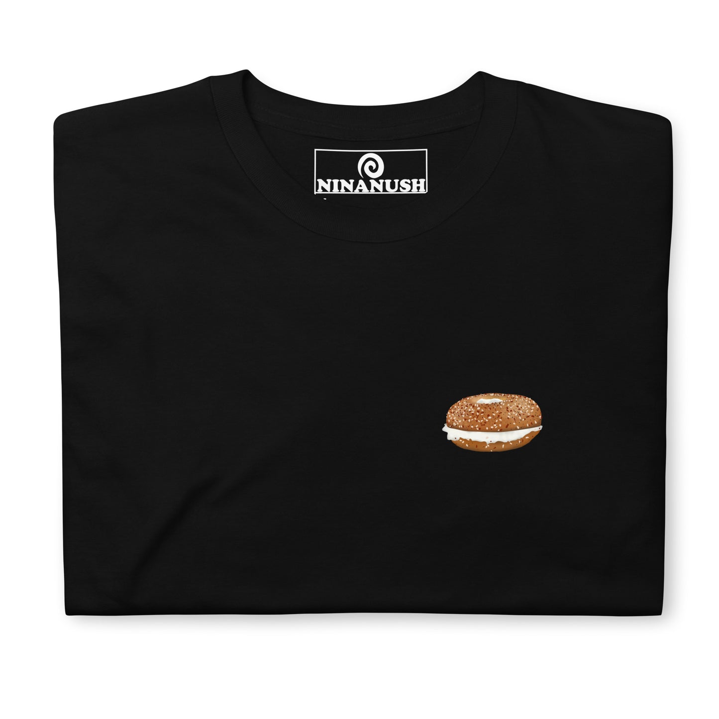 Black everything bagel enthusiast t-shirt - A bagel lover t-shirt with a cute bagel quote on the back and an everything bagel on the front. Eat bagels in style in our classic cotton t-shirt. The colorful design is unique and stands out. It shows your love of bagels and makes a statement. Wear it as everyday streetwear or give it as a funny gift for a bagel lover.