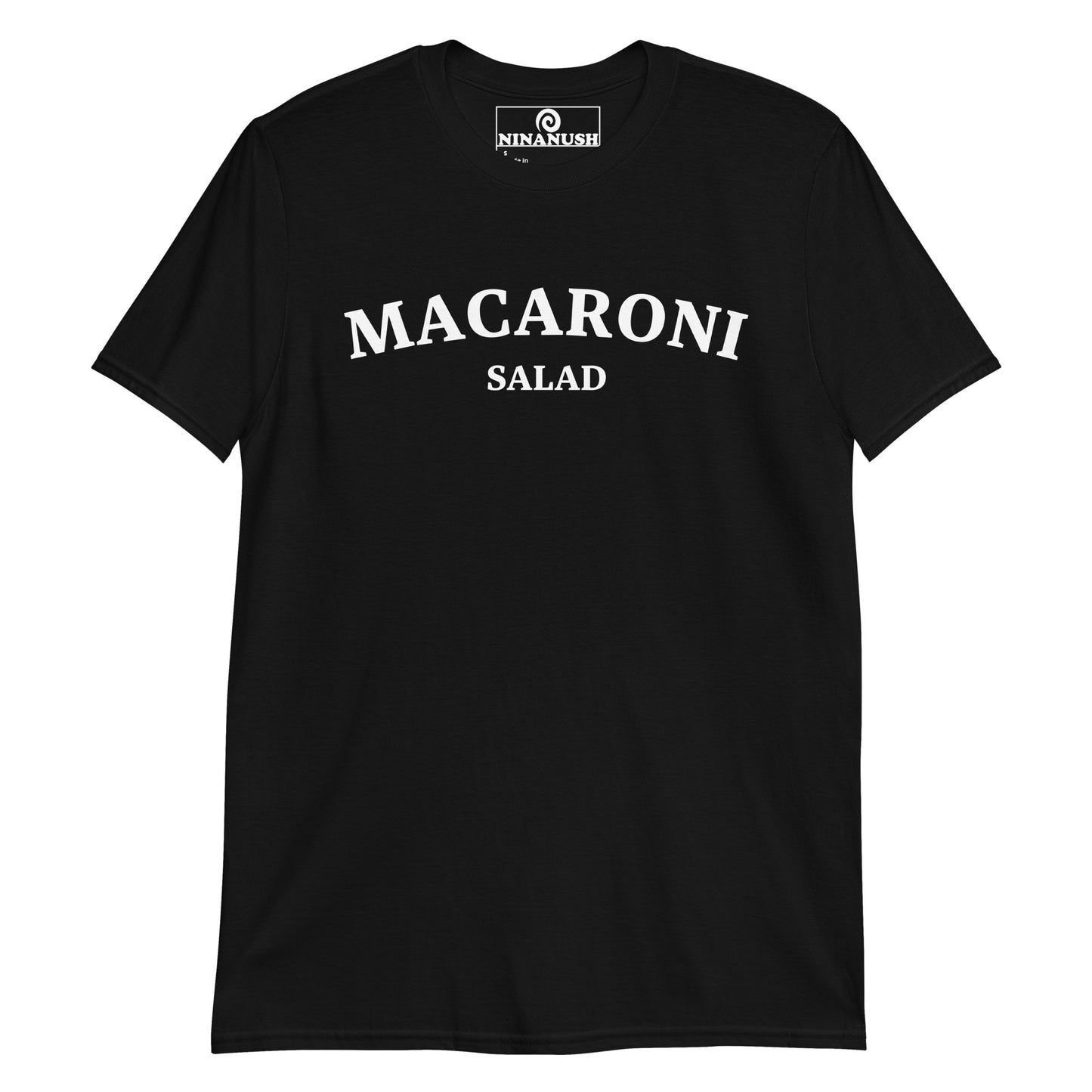 Black macaroni salad shirt - This Unisex macaroni salad shirt is a classic cotton tee that's soft, comfortable and made just for you. It's a funny food shirt for pasta salad lovers and foodies of all kinds. If you love pasta salad, this college-style foodie shirt is just what you need to make a statement. Wear this macaroni salad shirt proudly.