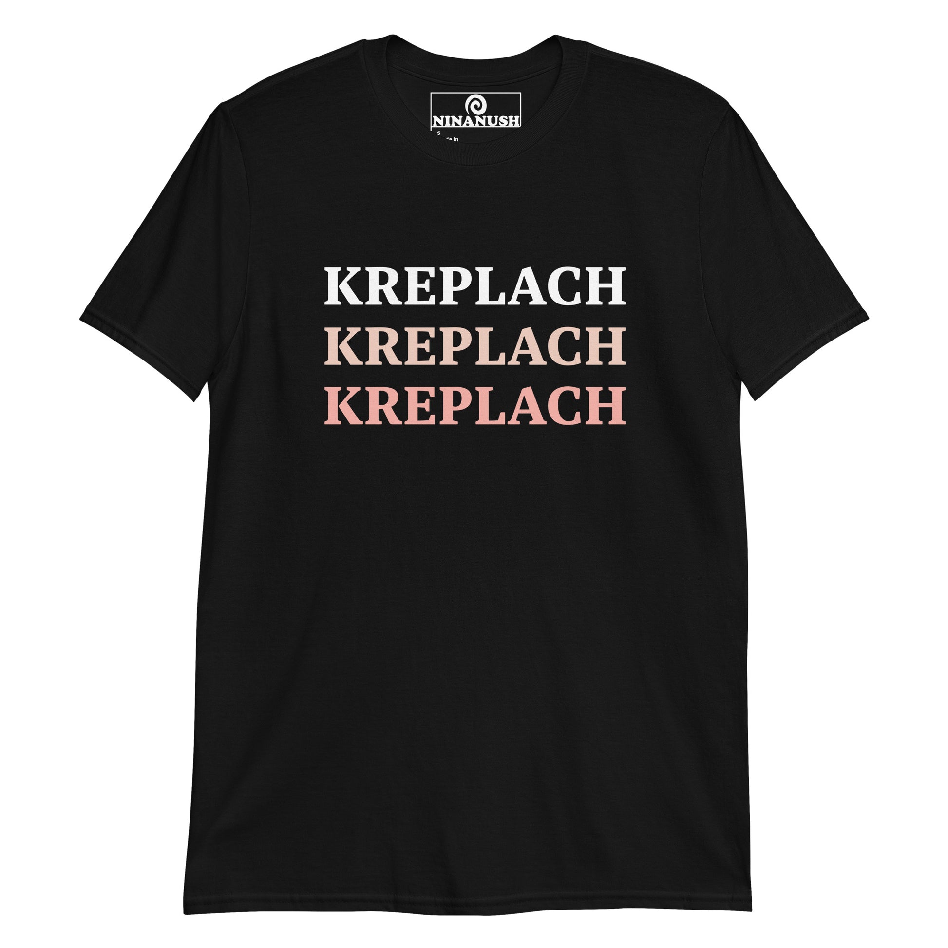 Black kreplach shirt - This kreplach t-shirt is unique, funny and made just for you. It's a classic cotton tee with the word "kreplach" in different soft colors on the front. Eat kreplach in style, represent your favorite Jewish foods on the street, or give it to your favorite kreplach enthusiast. This funny Jewish food shirt is soft, comfortable and designed for keplach lovers and foodies of all kinds. 