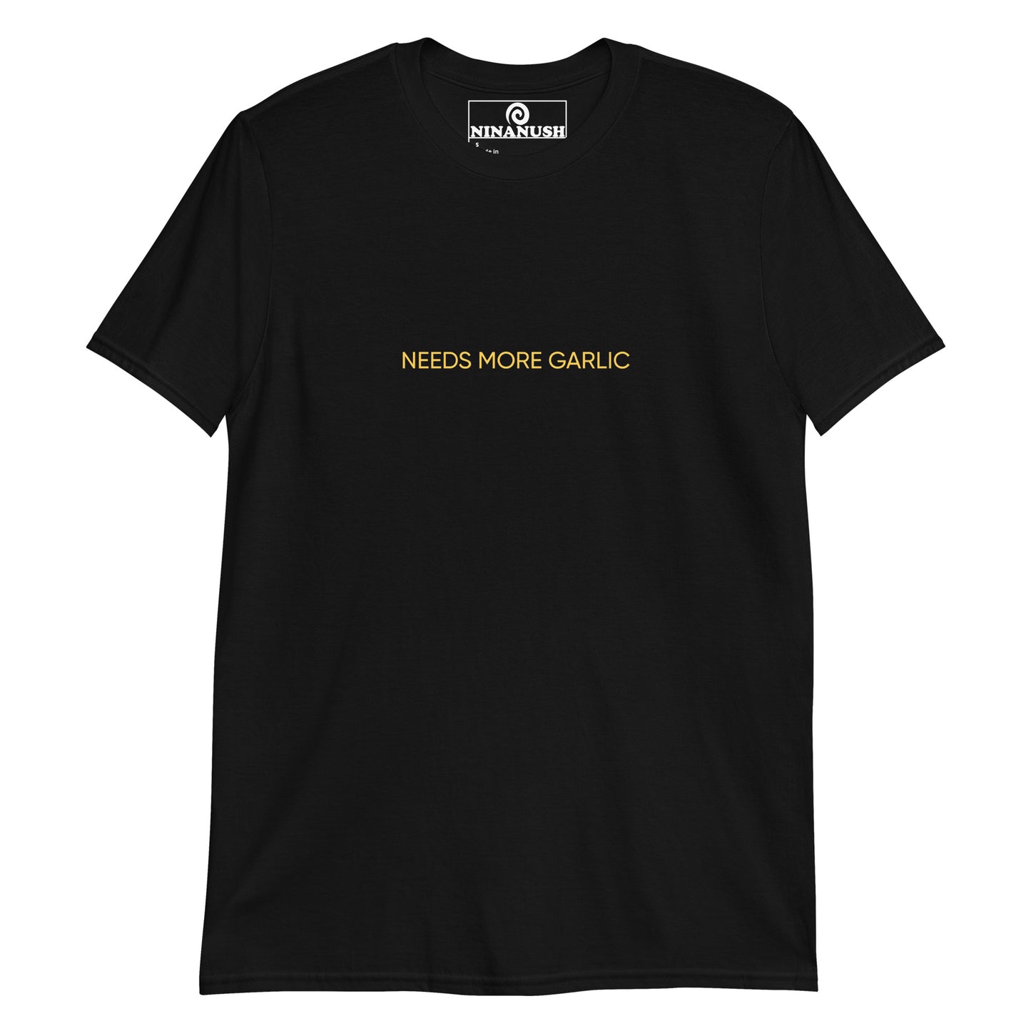 Black needs more garlic t-shirt from Nina's Funky Shop by ninanush - Attention all garlic enthusiasts! We have the perfect shirt for you This quirky t-shirt is designed for the garlic lover in you. Eat your favorite garlicky foods in style with this funny foodie shirt. It's a cotton shirt that's soft and comfortable with an eye catching yellow design for passionate garlic lovers.