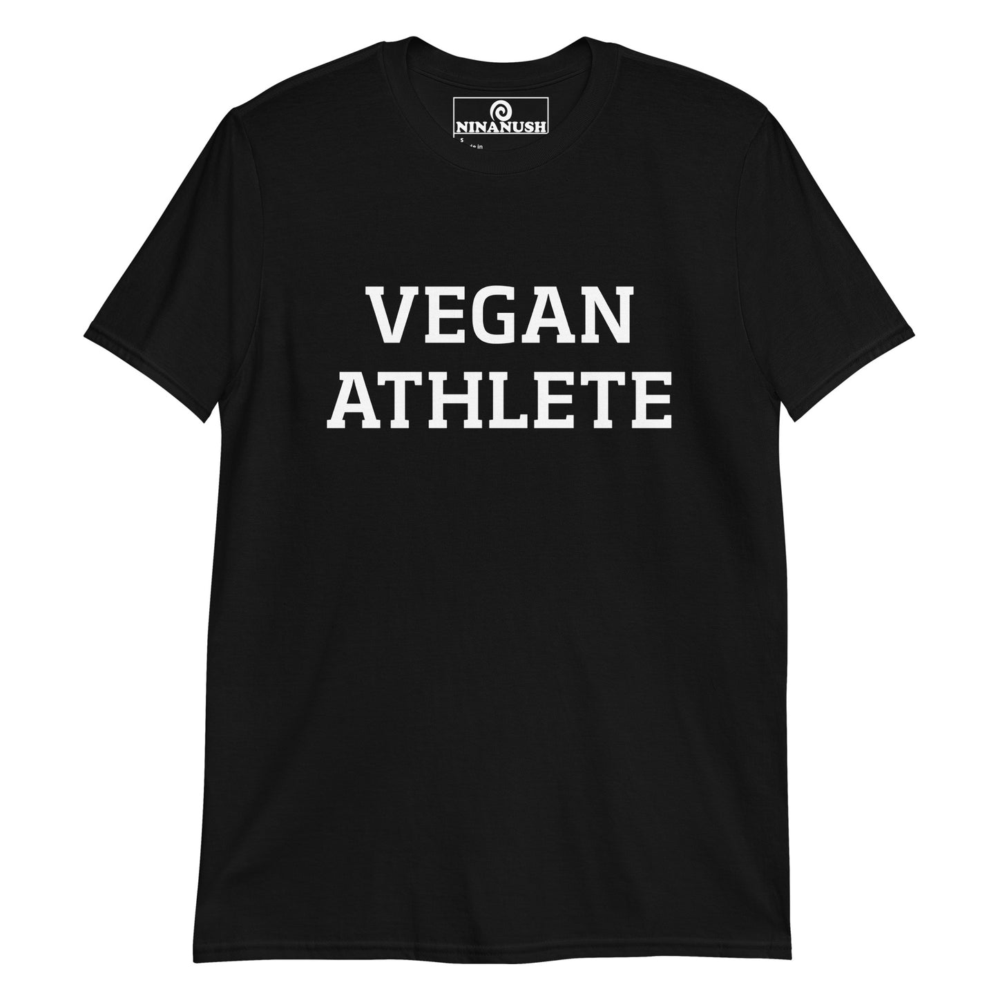 Black vegan athlete t-shirt from Nina's Funky Shop by NInanush - This "vegan athlete" t-shirt is meaningful and a bold statement tee for vegans. It's a soft and comfortable t-shirt that's designed for vegans and made just for you. Show off your plant based enthusiasm, stand out and stand up for the animals in this vegan activist t-shirt or give it as a gift for a vegan athlete. 