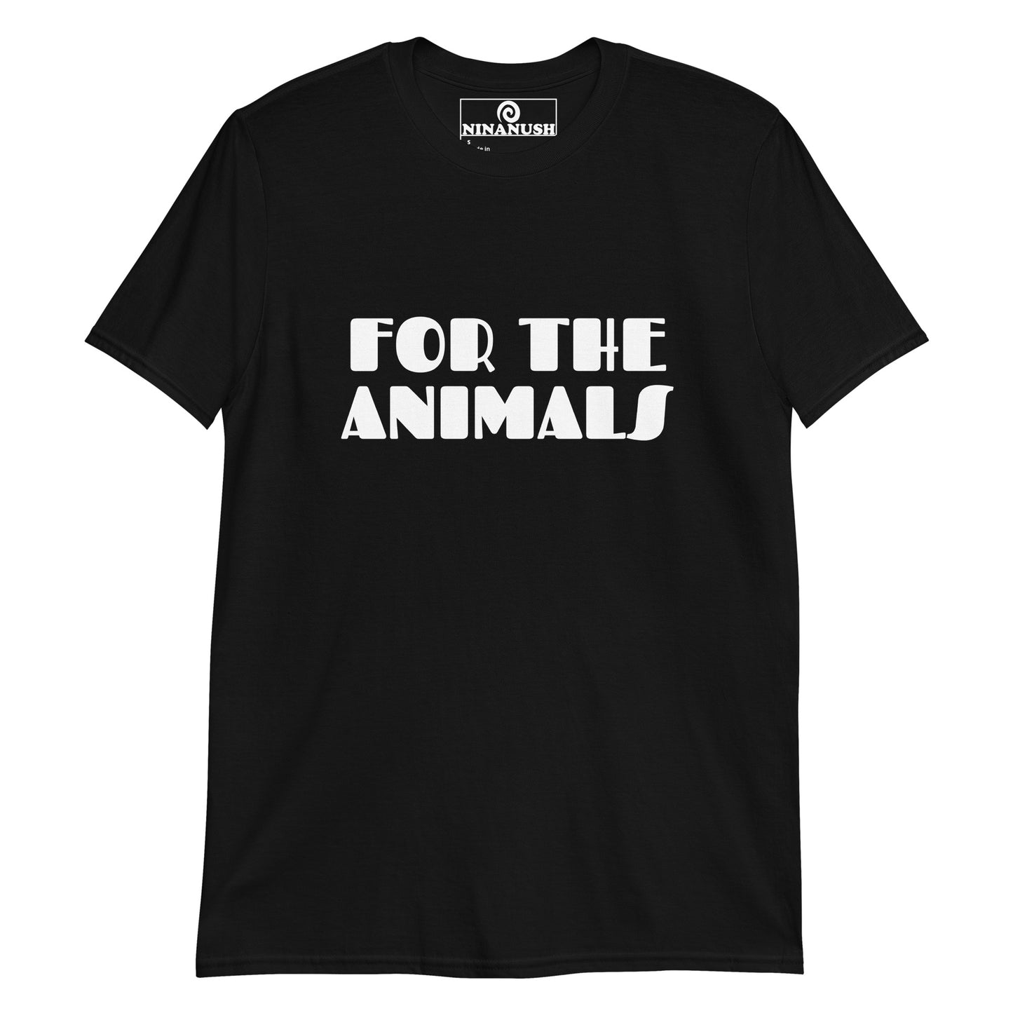 Black for the animals t-shirt from Nina's Funky Shop by ninanush - FOR THE ANIMALS Calling all plant based babes! Make a statement in this unique vegan for the animals t-shirt with the words "for the animals" expertly printed on the front. It's a unisex, classic cotton shirt for ethical vegan or a gift for plant based babes of all kinds. This simple and meaningful vegan tee is designed by Nina and made just for you.