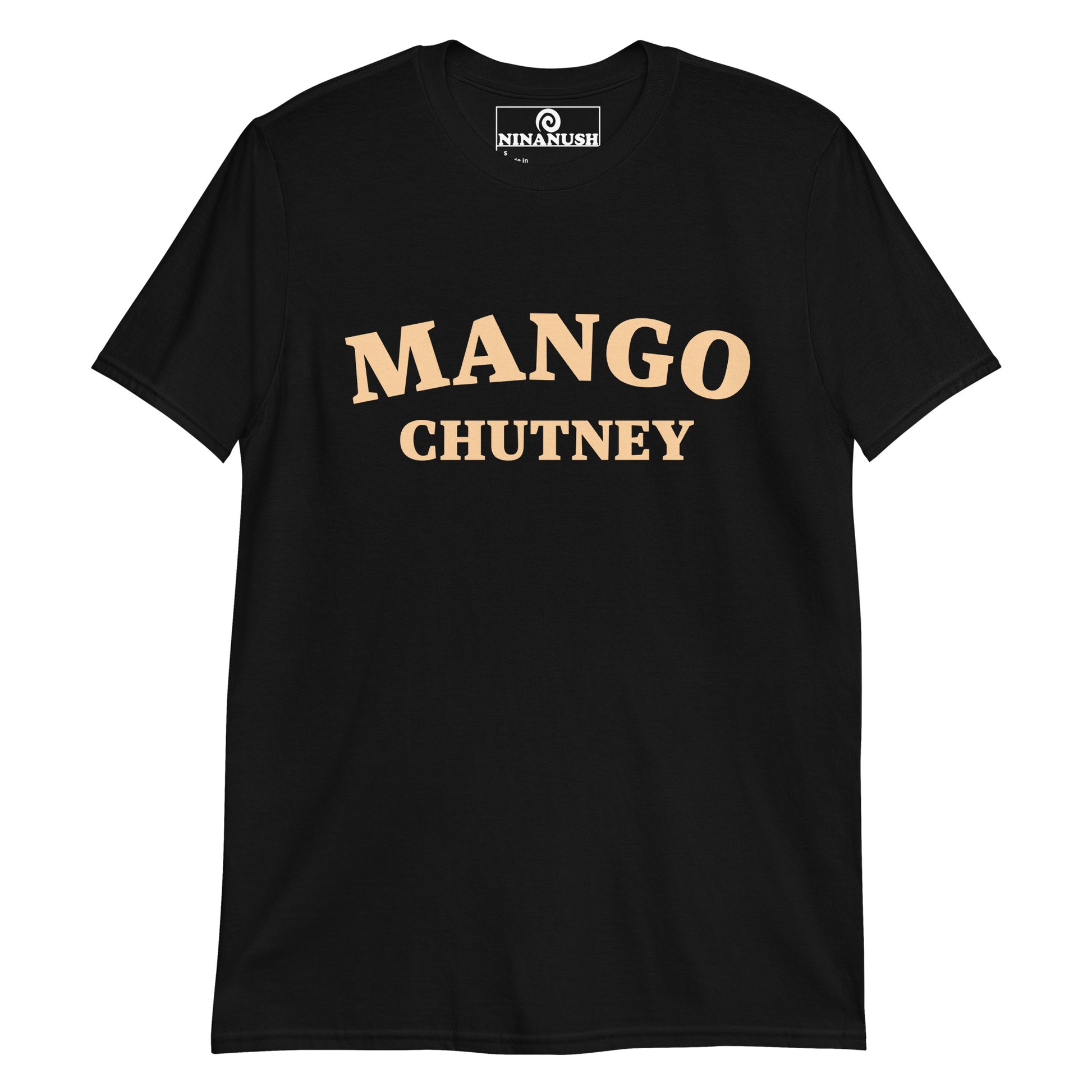 Black Mango Chutney T-shirt from Nina's Funky Shop by ninanush - Mango Chutney 🔥 Are you a mango chutney enthusiast? Looking for a unique foodie gift? Look no further! Our Mango Chutney T-shirt is just what you need. It's a college-style, crew neck foodie shirt for Indian food lovers and foodies of all kinds. If you love mango chutney, this funny food shirt was designed just for you.