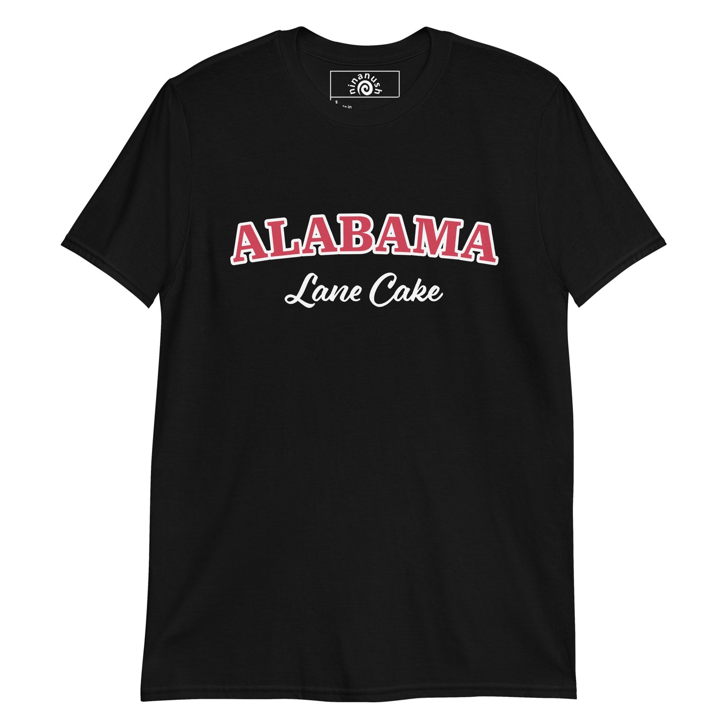 Black Alabama Lane Cake T-shirt from Nina's Funky Shop by ninanush - Alabama official state dessert? Lane cake! Do you love lane cake? Looking for a fun gift an an Alabama foodie? Our Alabama Lane Cake Shirt is just what you need! It's a unisex, crew neck T-shirt that's soft and comfortable with "Alabama Lane Cake", expertly printed on the front. Eat lane cake in this fun foodie tee.