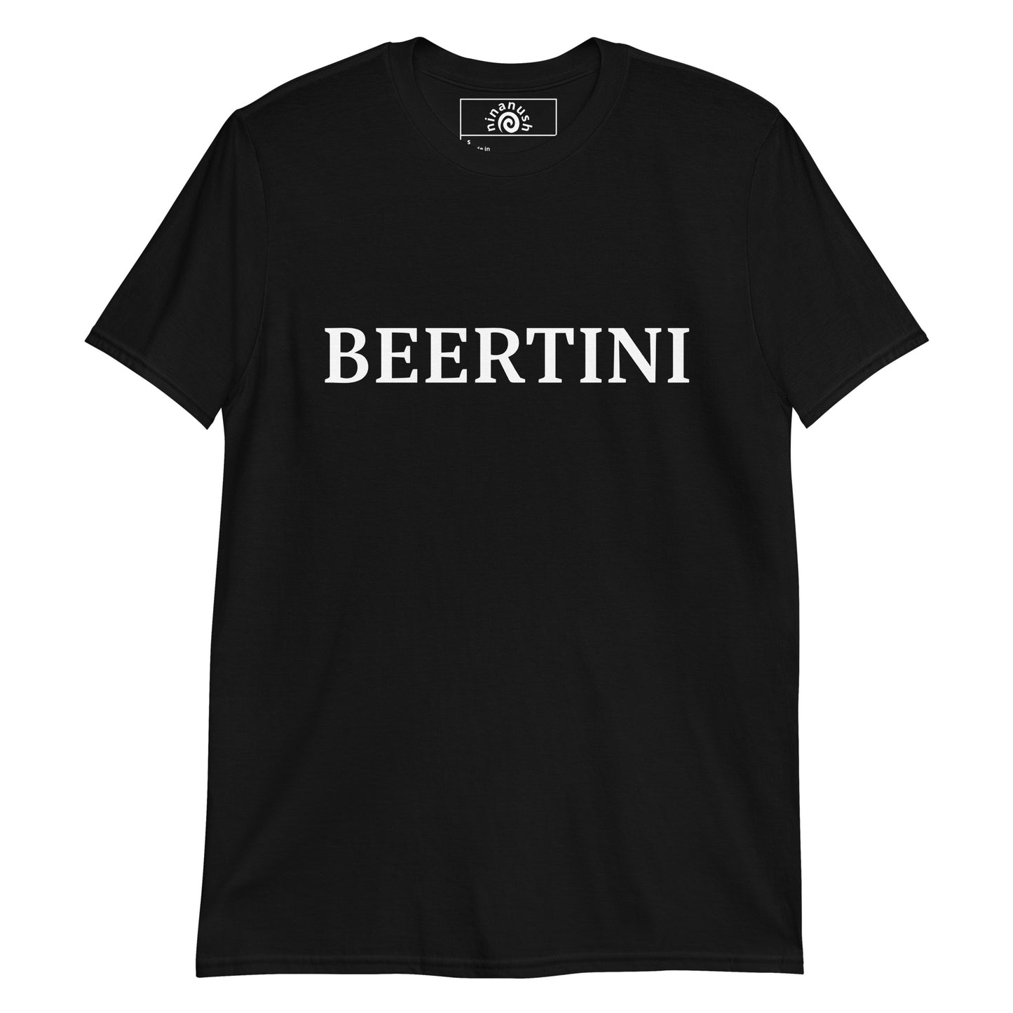 Black Beertini T-shirt from Nina's Funky Shop by ninanush - Big fan of beertinis? Looking for a fun Midwestern gift? Our Beertini Shirt is just what you need! It's a unisex, crew neck T-shirt that's soft and comfortable with "Beertini", expertly printed on the front. Drink your beertini and eat your olives in this funny Midwestern cocktail shirt. Designed by Nina.