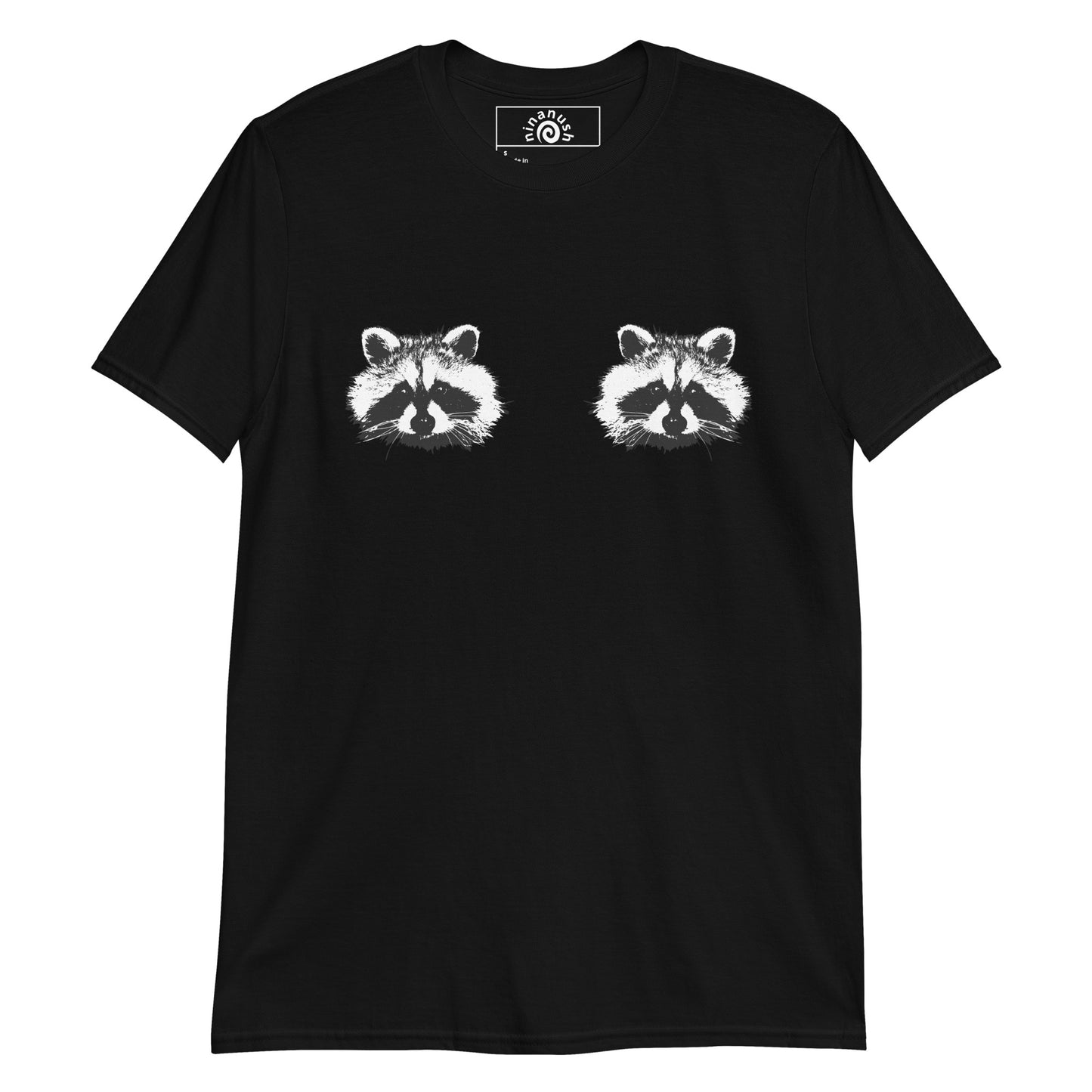 Black Raccoon Boobs T-shirt from Nina's Funky Shop by ninanush - Do you love raccoons? Looking for a fun raccoon gift? This funny raccoon t-shirt is just what you need. It's a soft and comfortable cotton shirt with raccoons on the chest. Our black and white raccoons t-shirt design is expertly printed and made just for you. Stay weird and stand out in this raccoon boobs t-shirt.